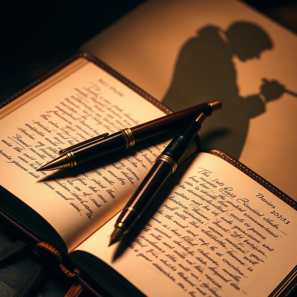 A fountain pen resting on a handwritten notebook — the craft of ghostwriting